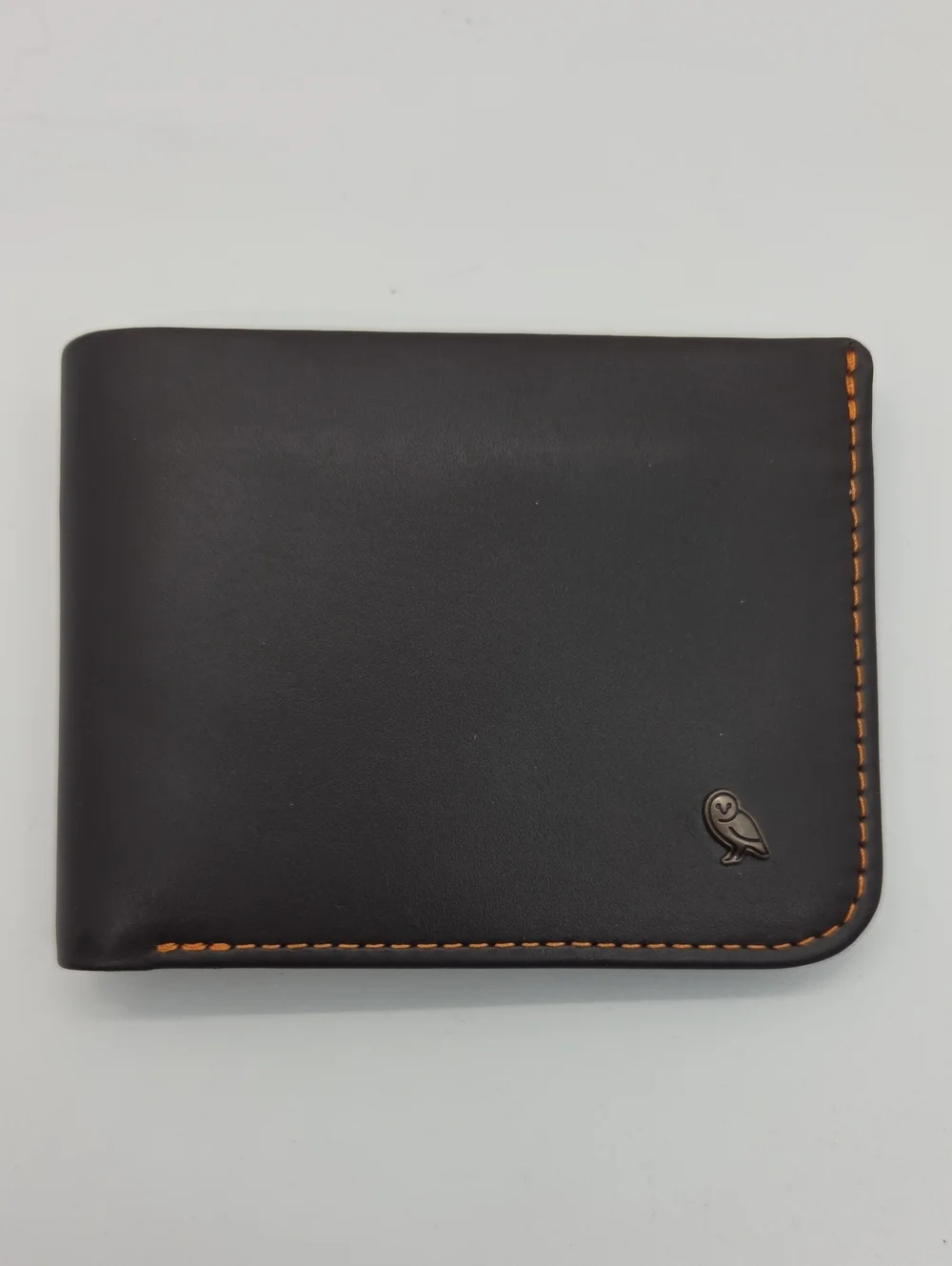 Bellroy Hide & Seek Bifold Leather Wallet with Orange Stitching Java Colorway